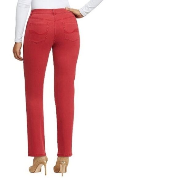 Bandolino Women's Mandie Signature Fit Mid Rise Straight Jean Apple Spice Red - Picture 4 of 16